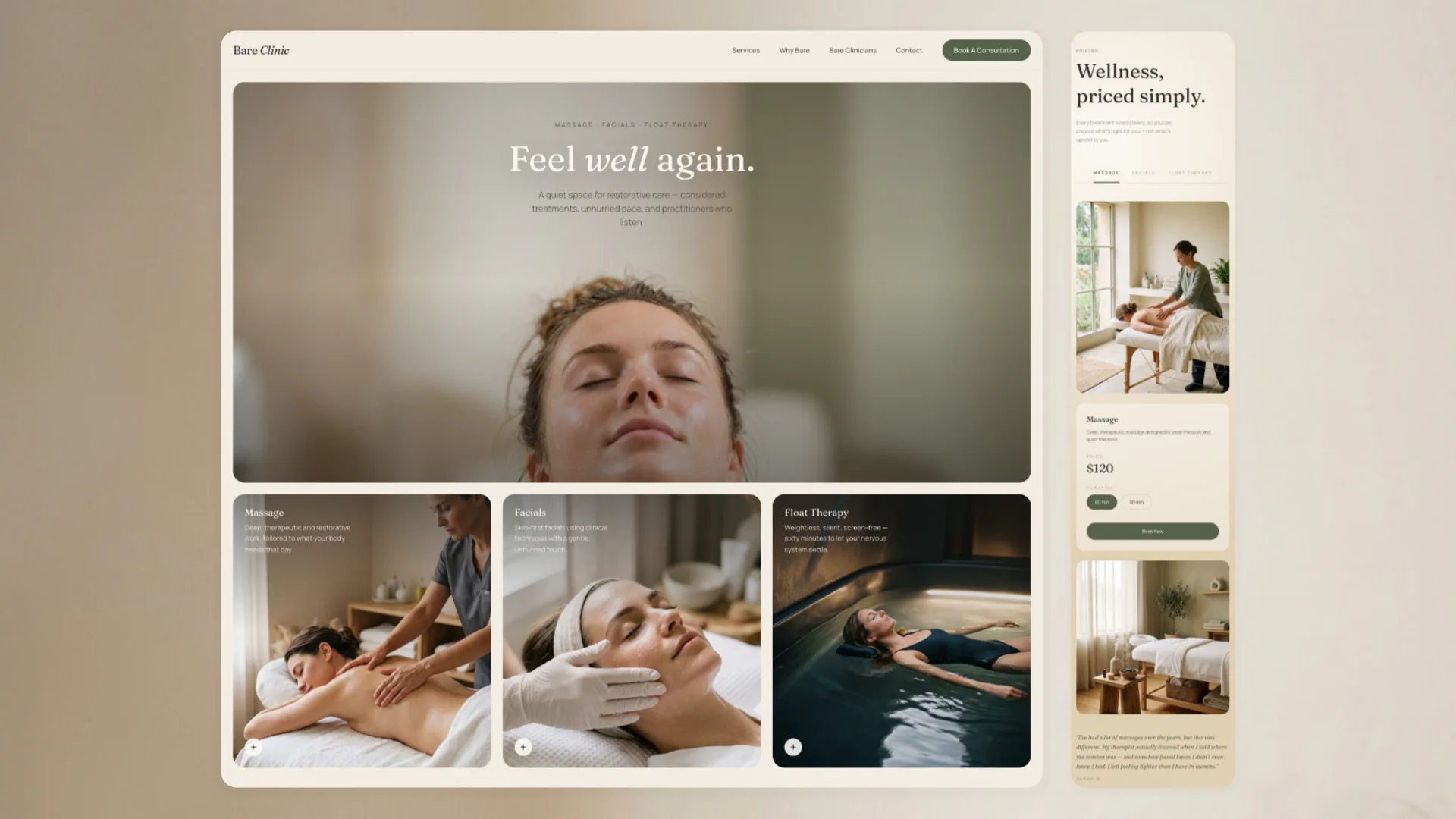 Bare Clinic homepage