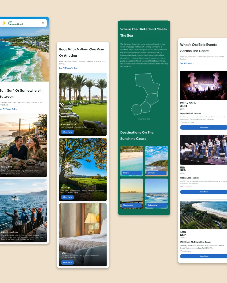 Visit Sunshine Coast mobile screens